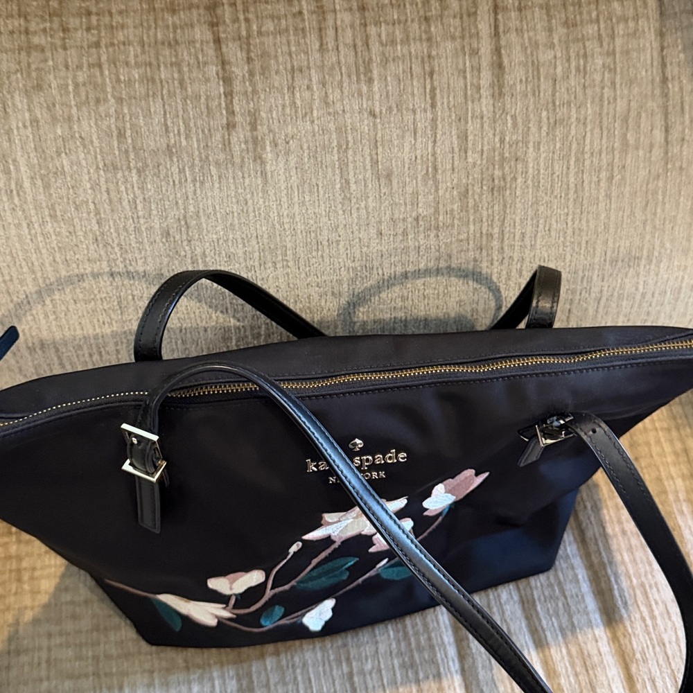 Kate Spade Black Tote with Floral Embroidery - Picture 11 of 12